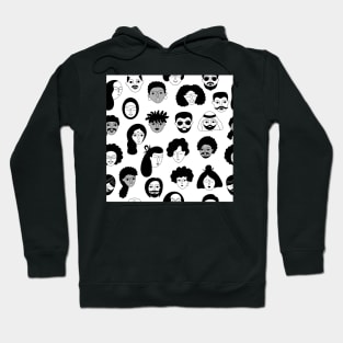 Seamless pattern with man and woman faces Hoodie